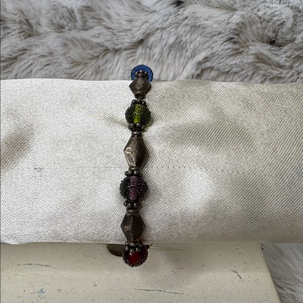 Green, Blue, Red, Purple Beaded Stretch Bracelet